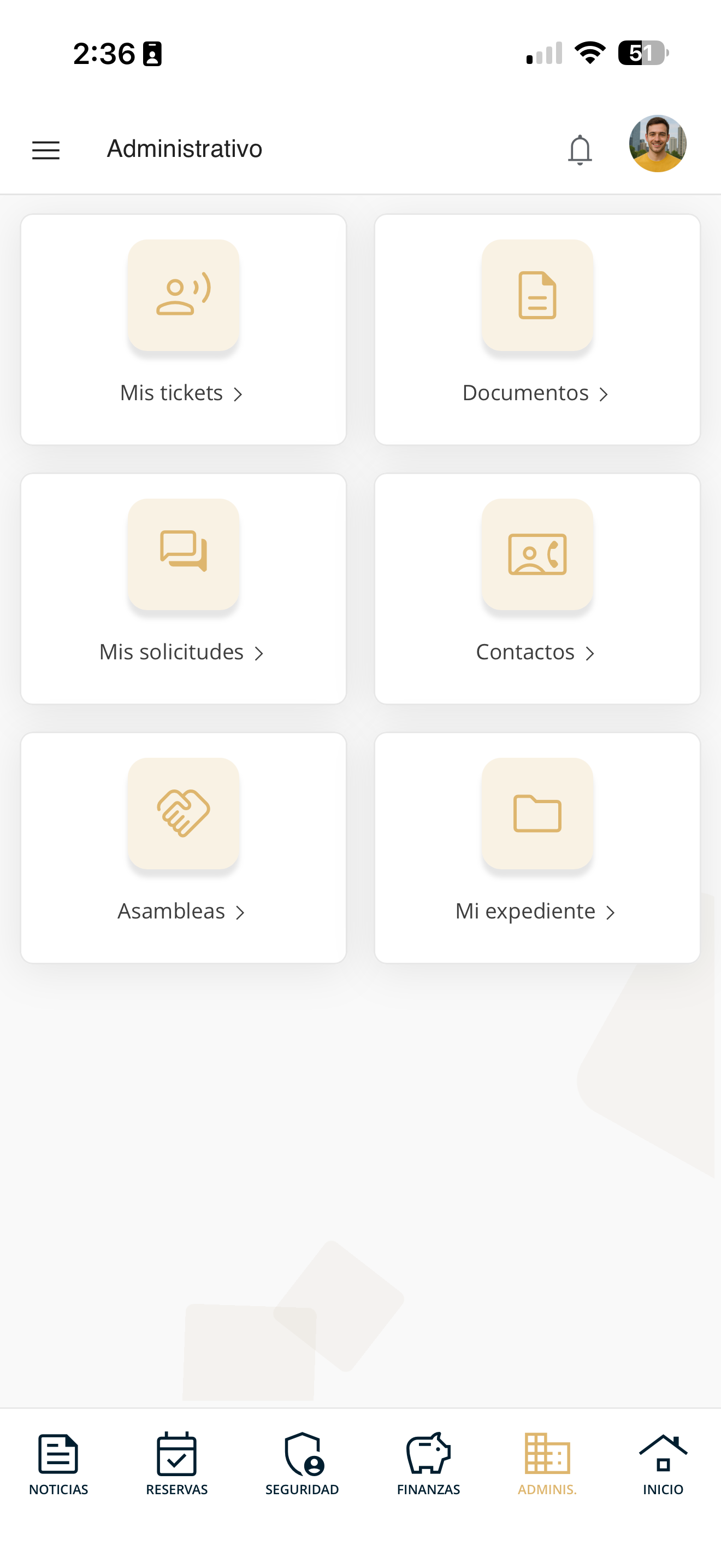 Menú Administrativo
