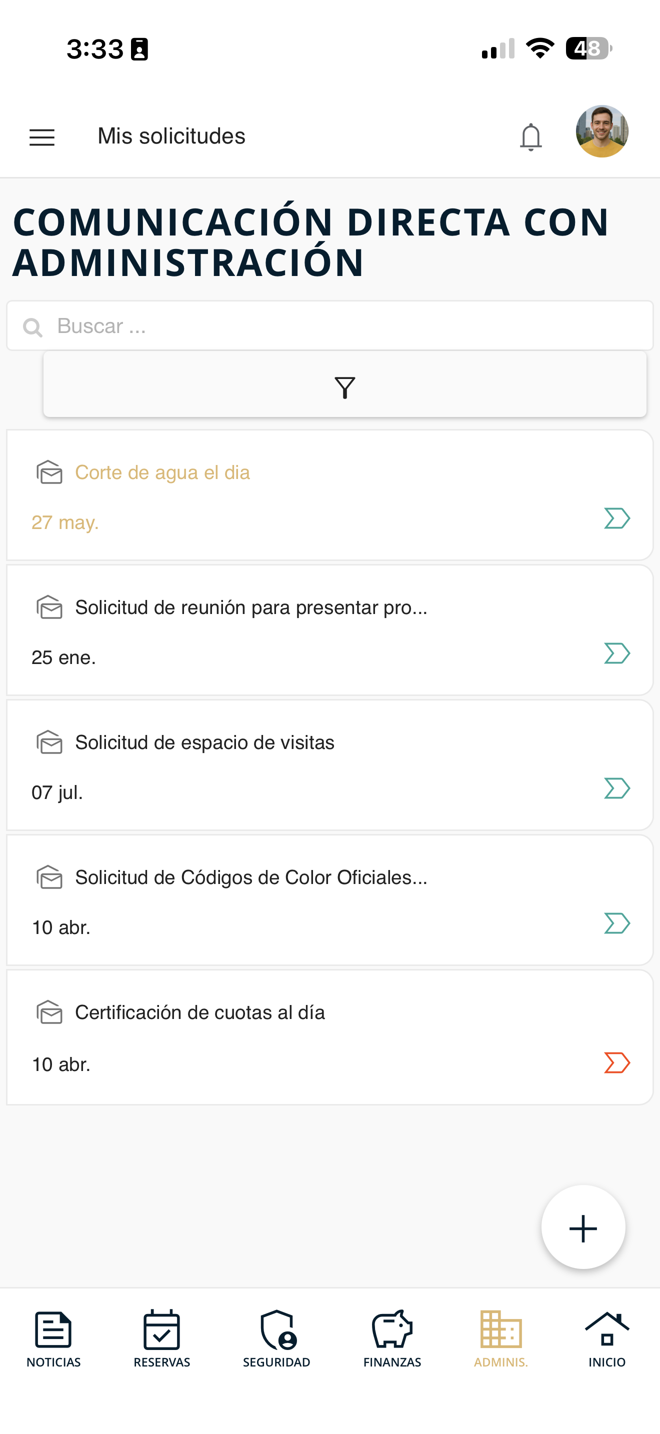 Lista de solicitudes