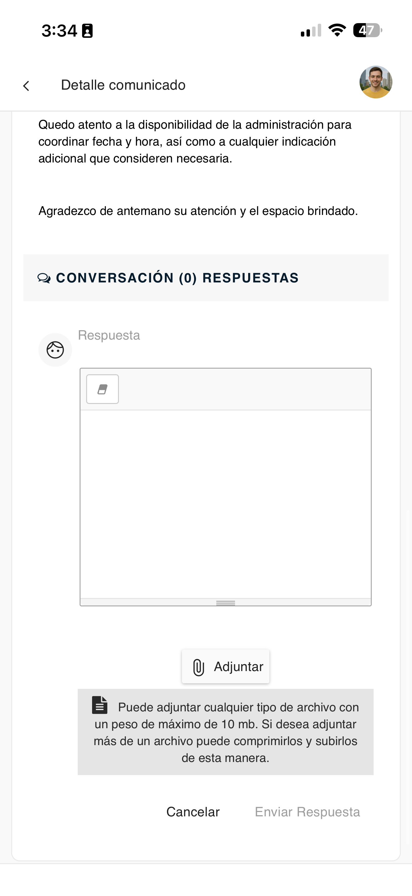 Responder solicitud