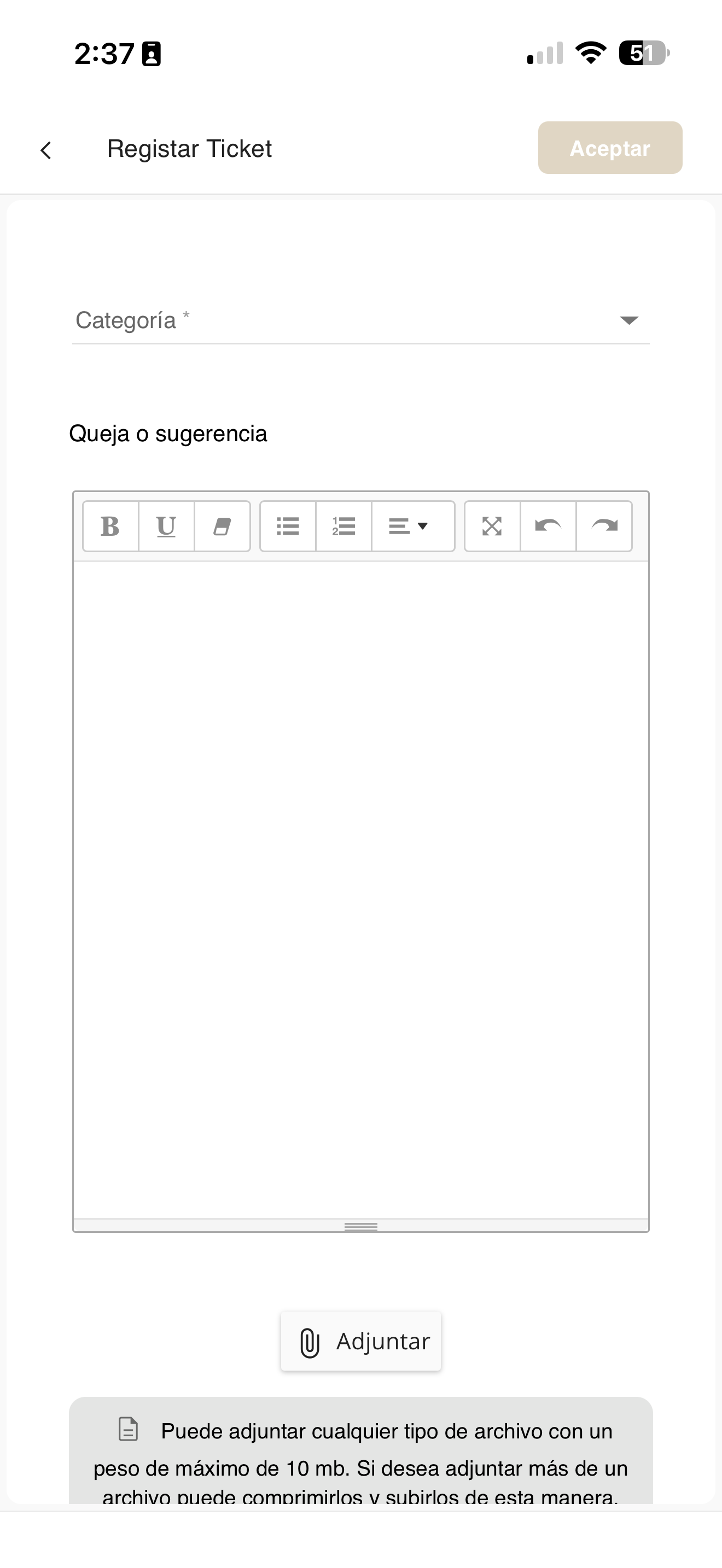 Nuevo ticket