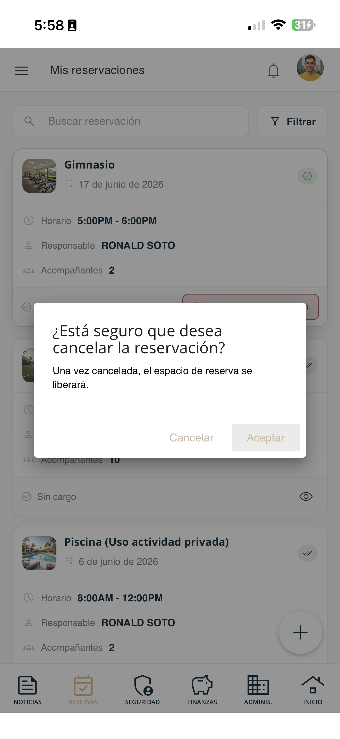Cancelar una reservación