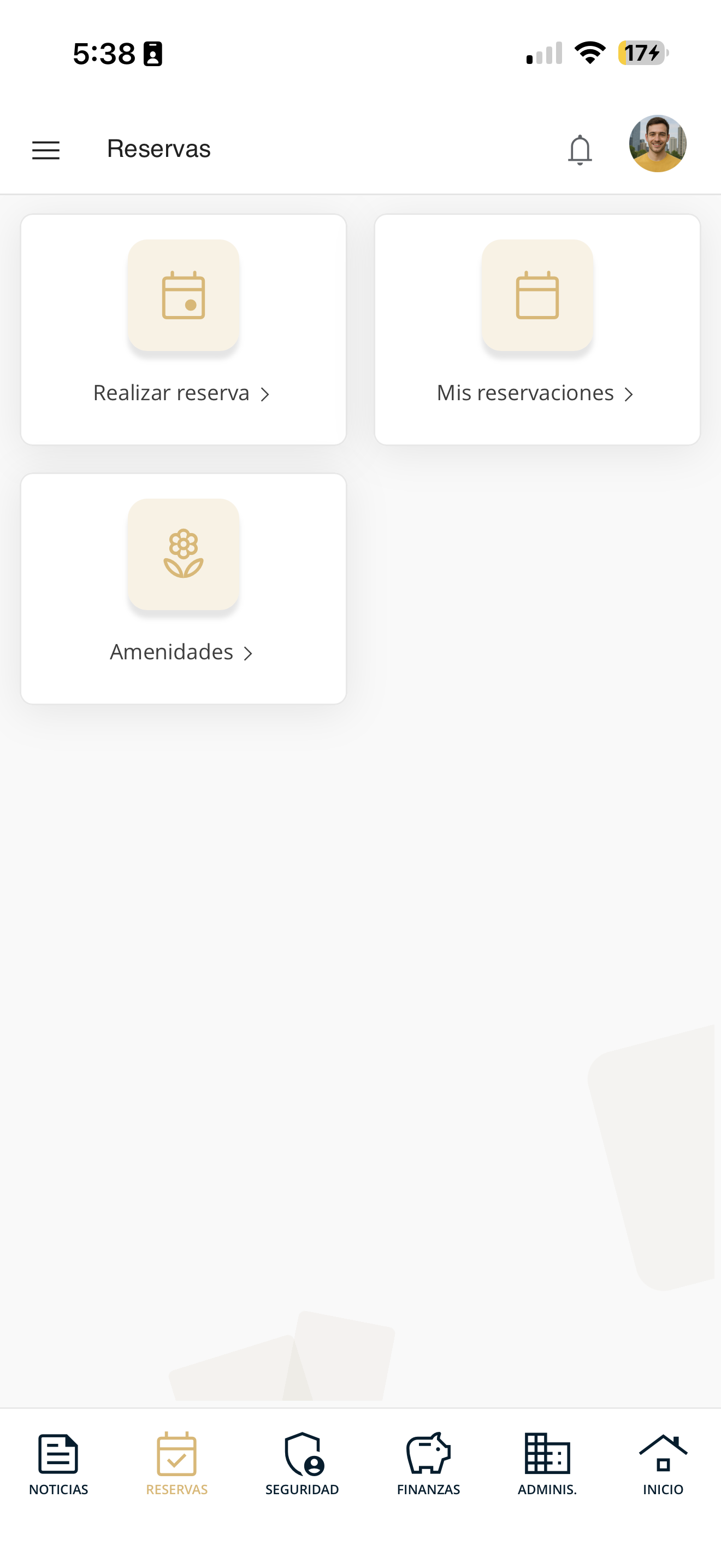 Menú de reservas