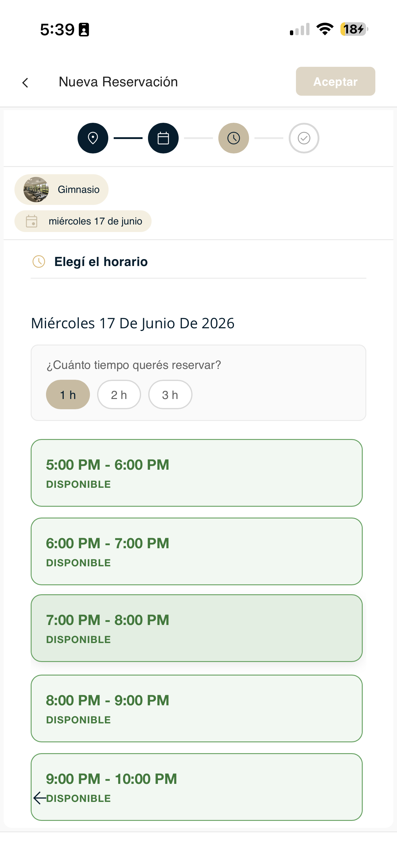 Elegir horario