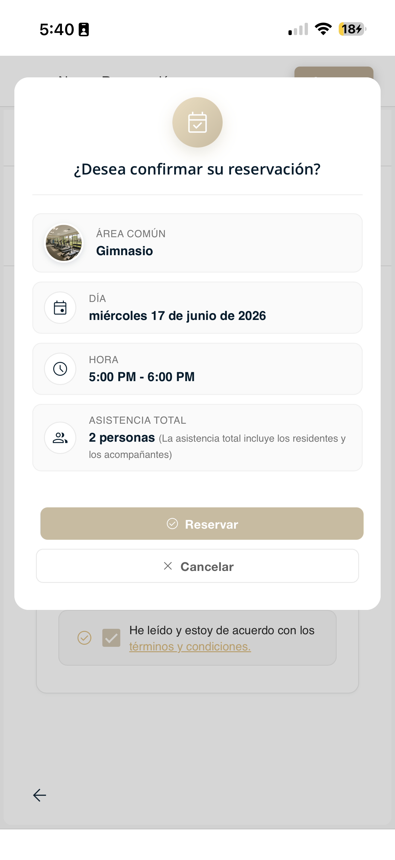 Confirmar reservación