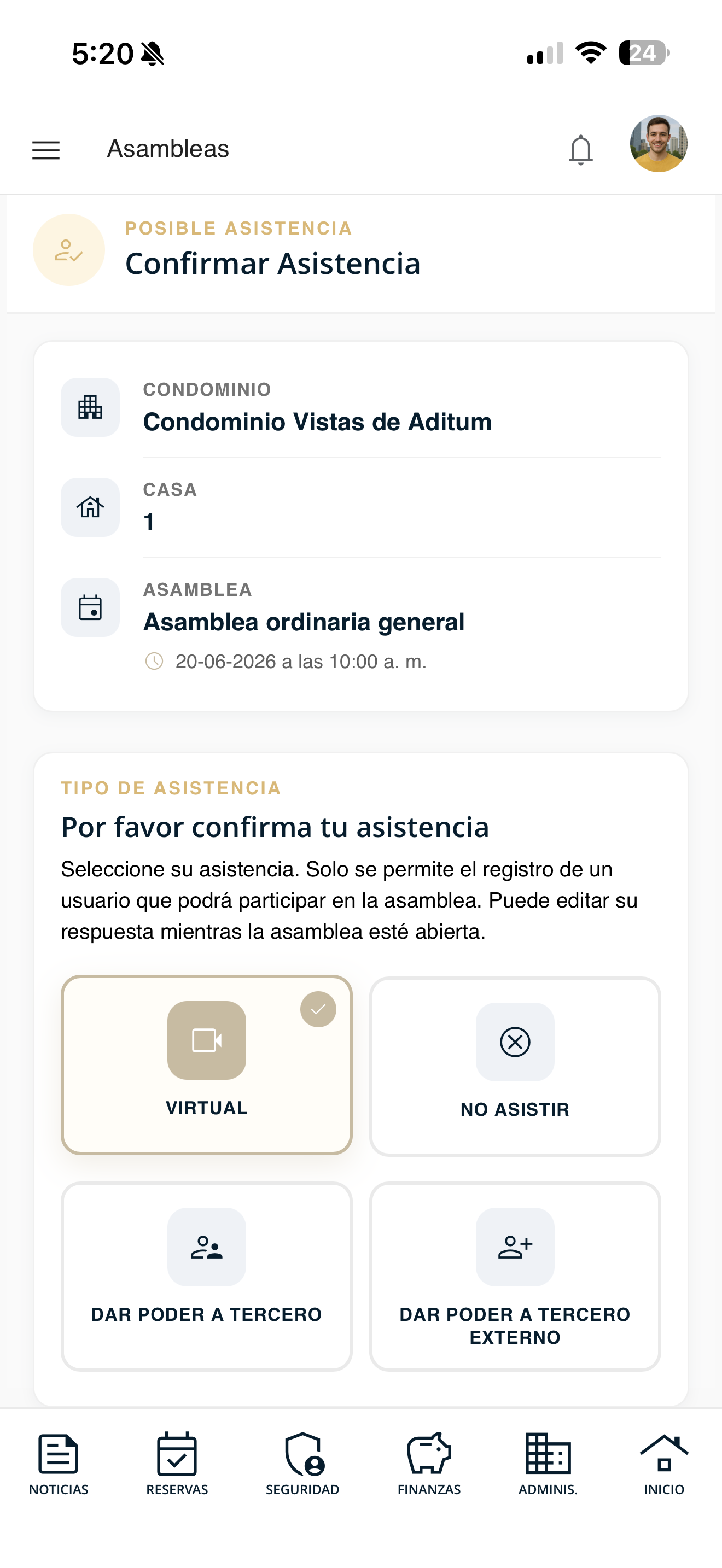 Tipo de asistencia