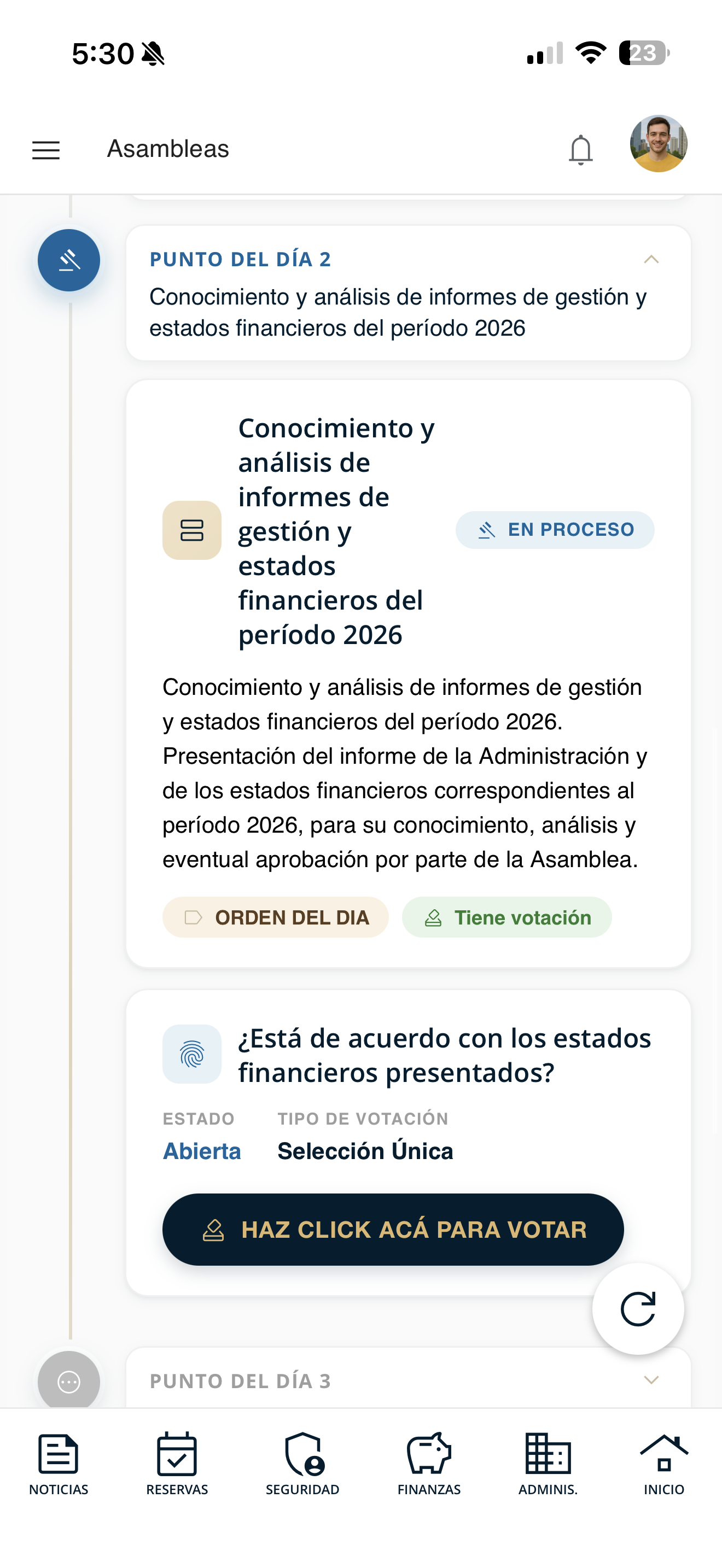 Botón para votar