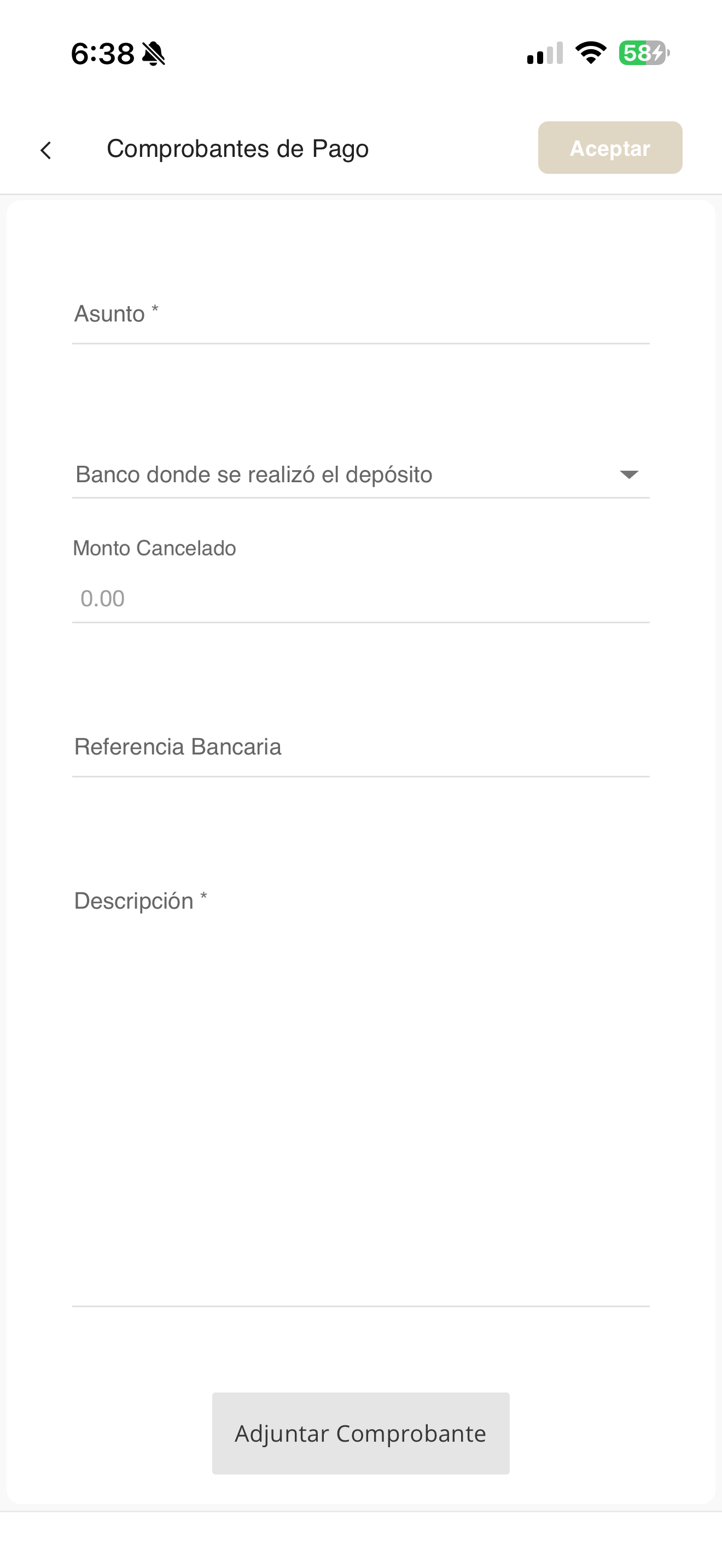 Subir comprobante
