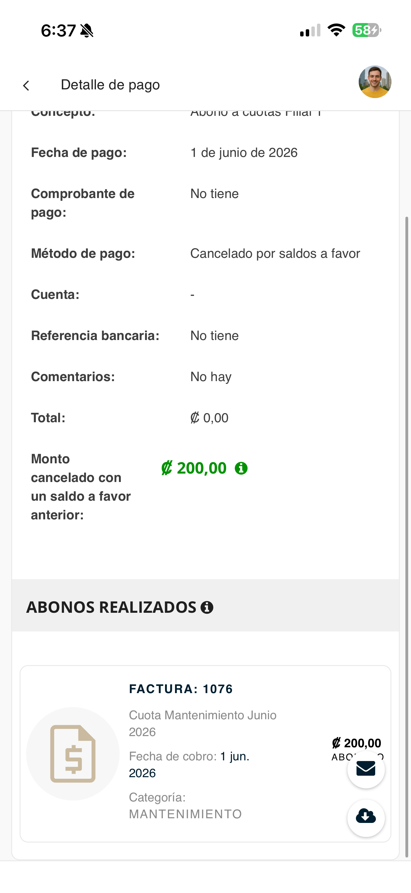 Detalle de pago