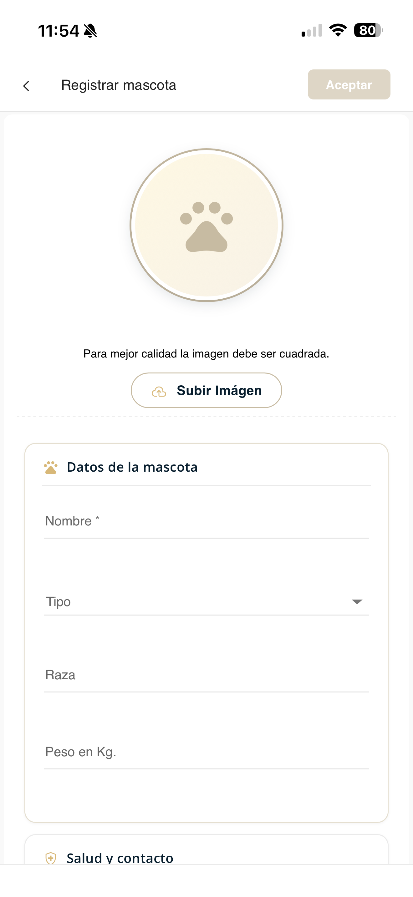 Formulario de mascota