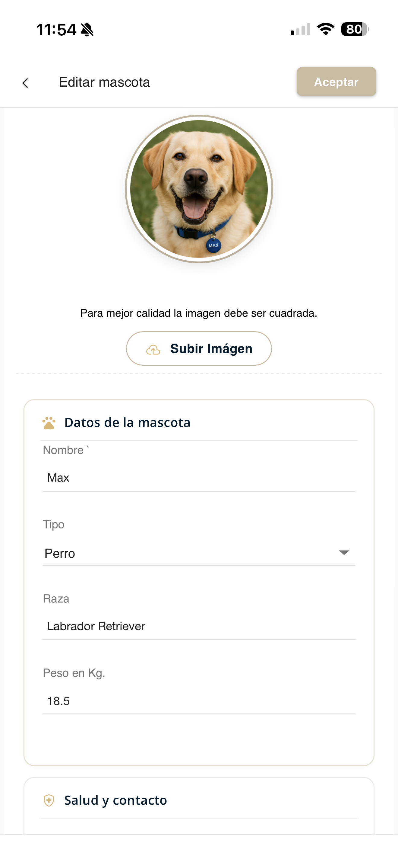 Editar mascota