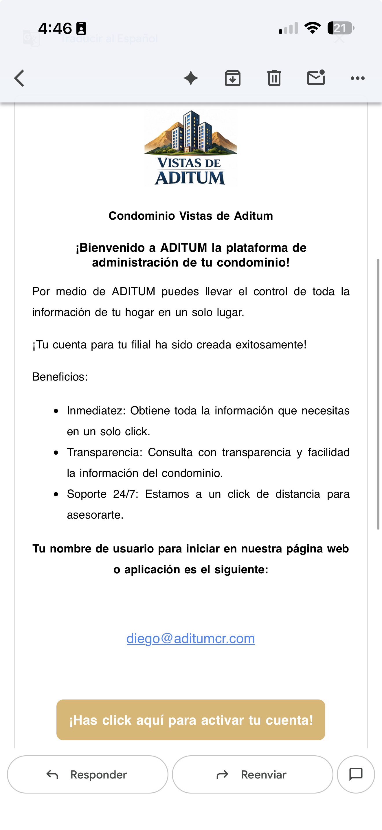 Correo de bienvenida