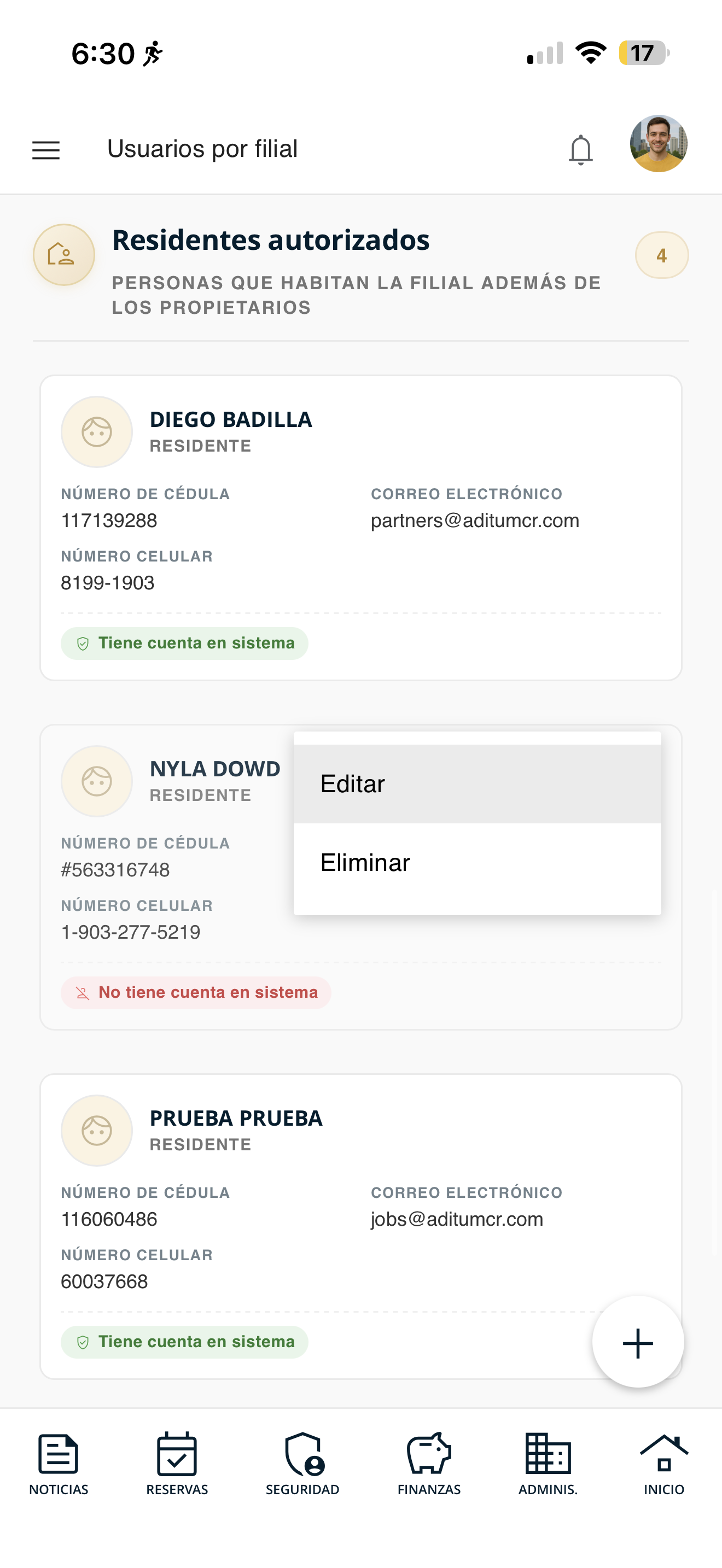 Menú Editar/Eliminar