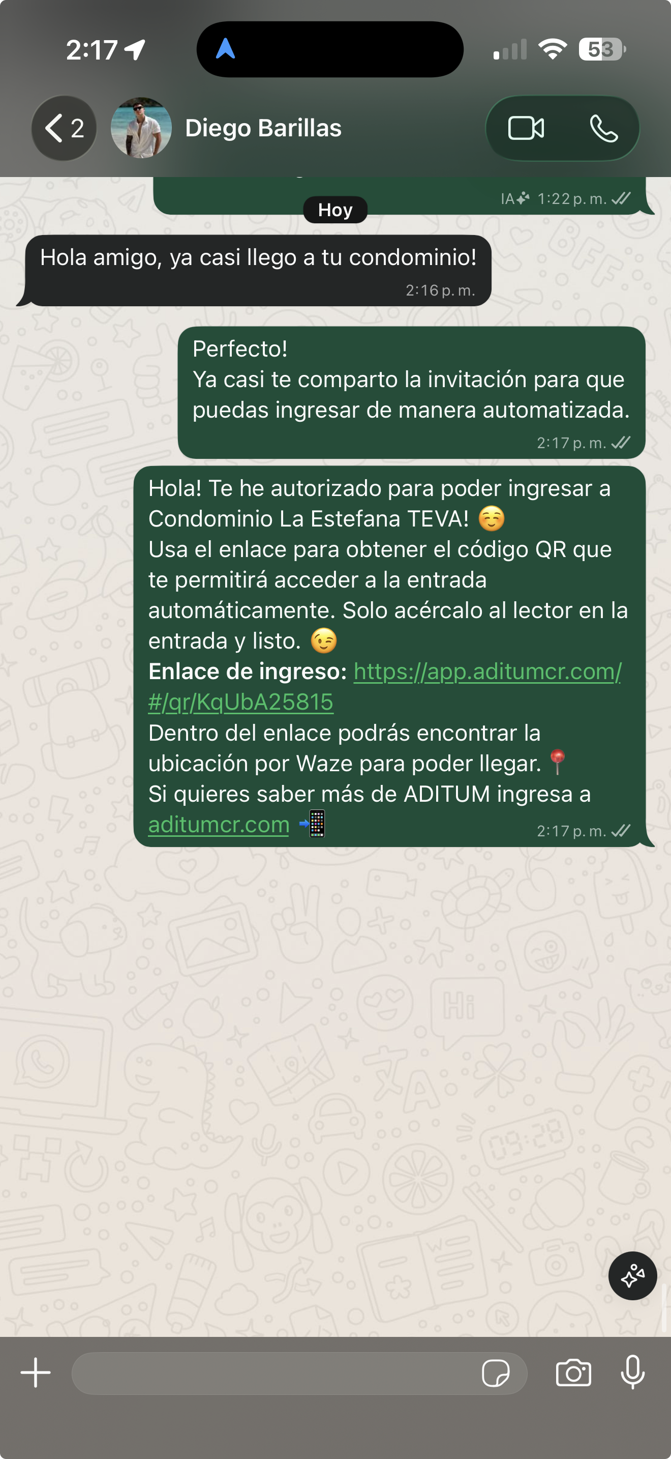 Invitación QR por WhatsApp
