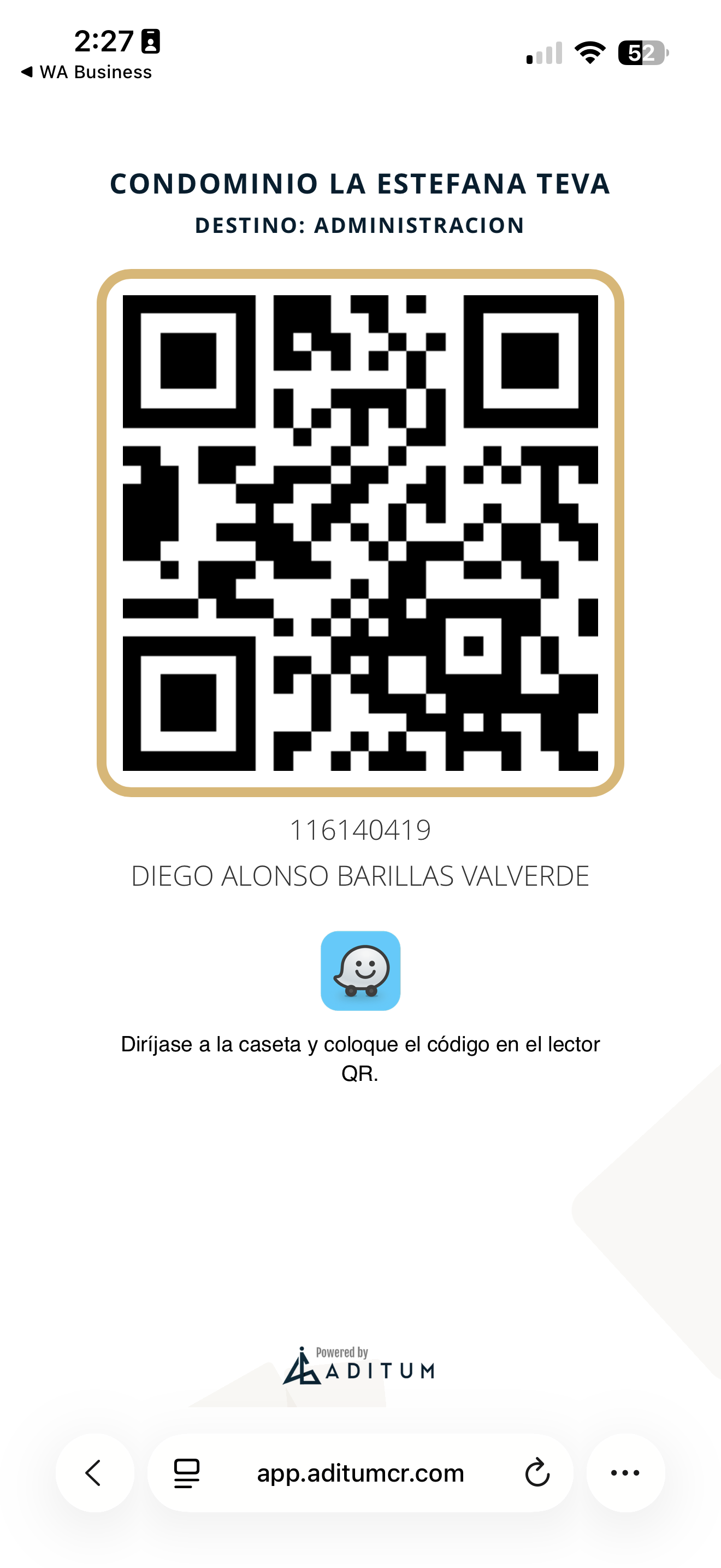 Código QR del visitante