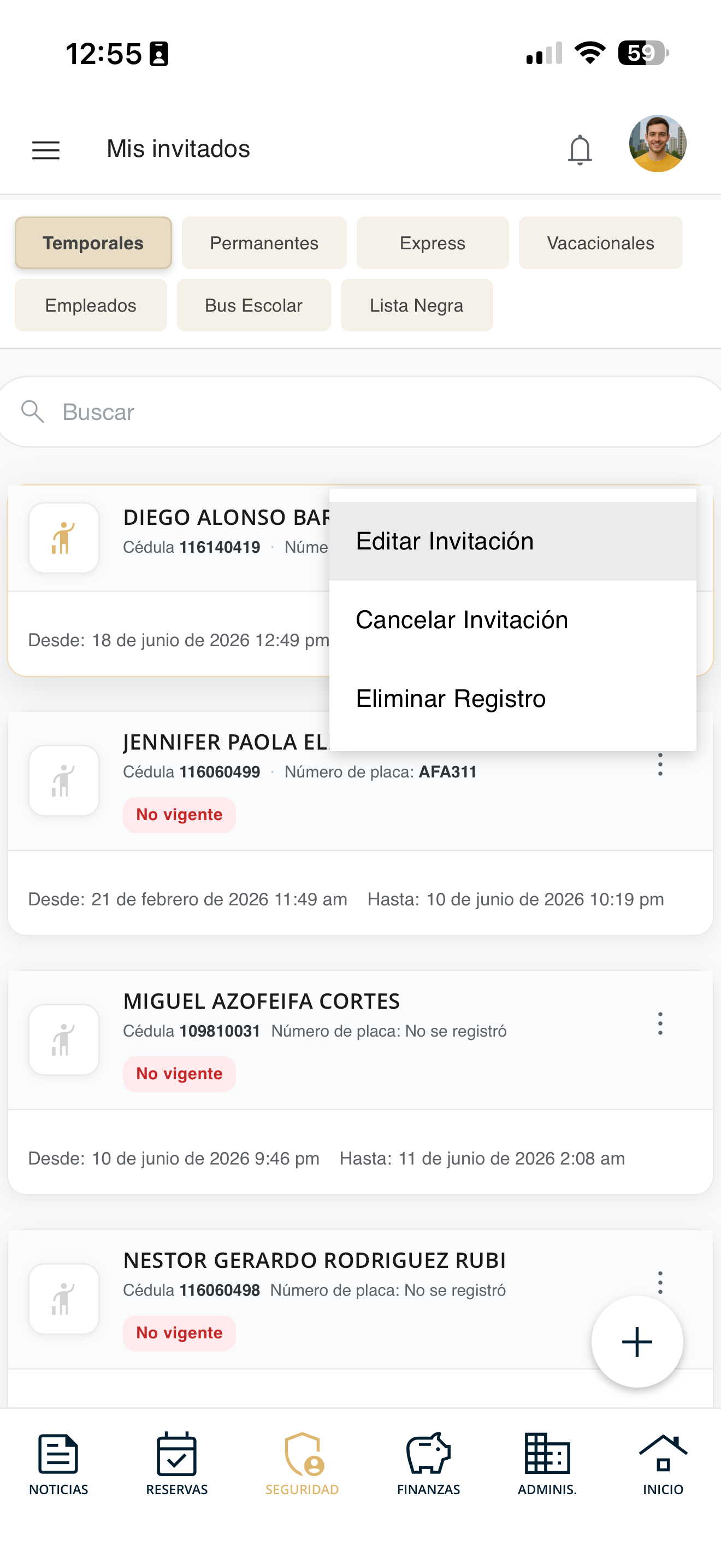 Editar invitación
