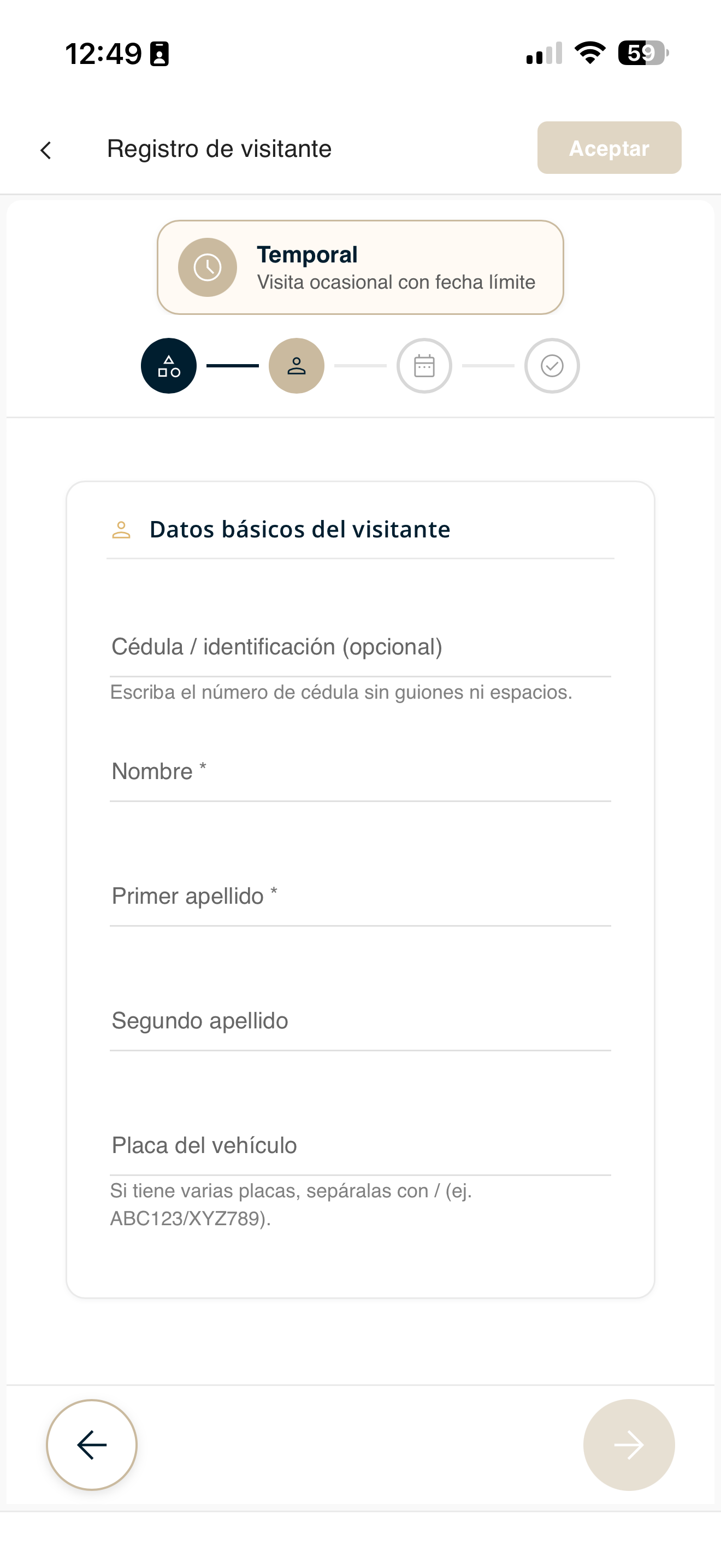Datos del visitante