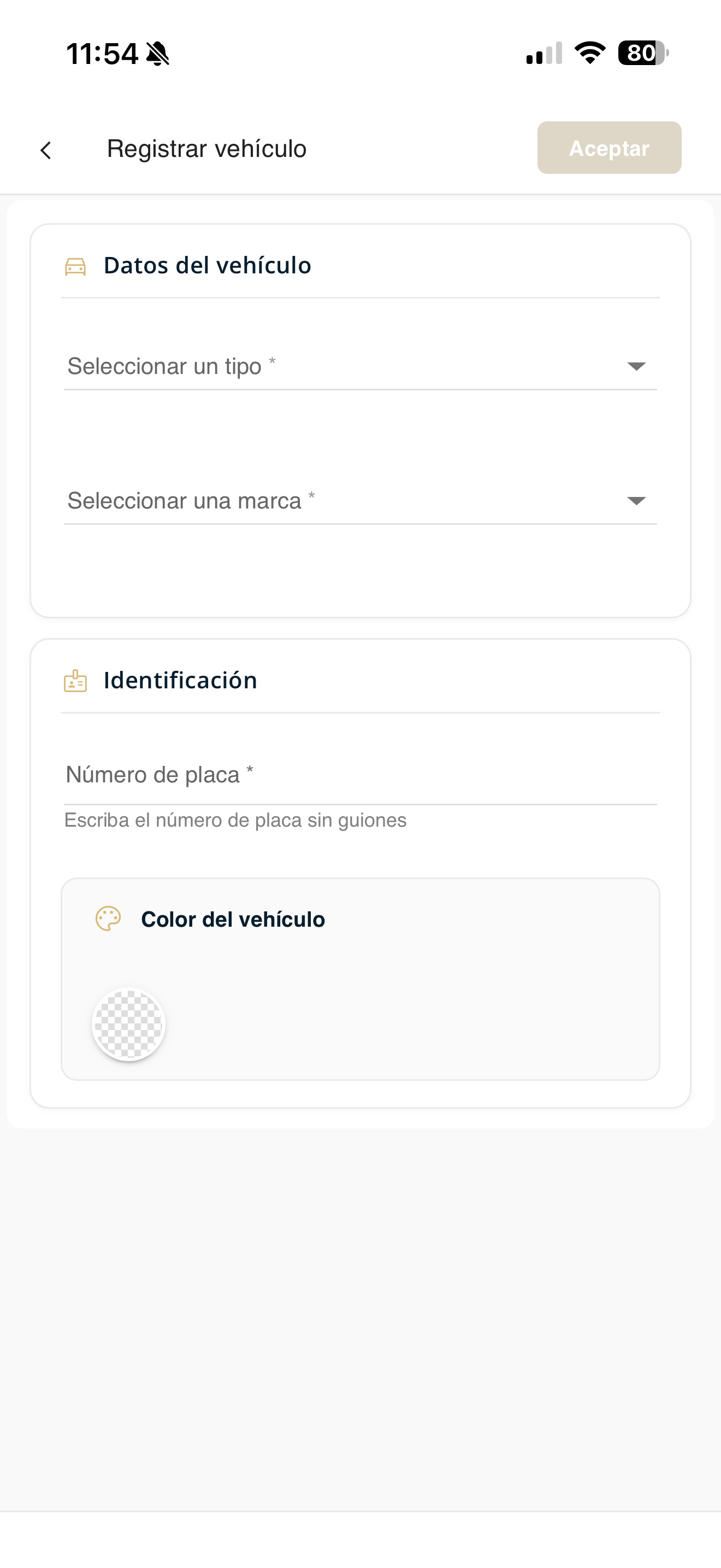 Menú de acciones